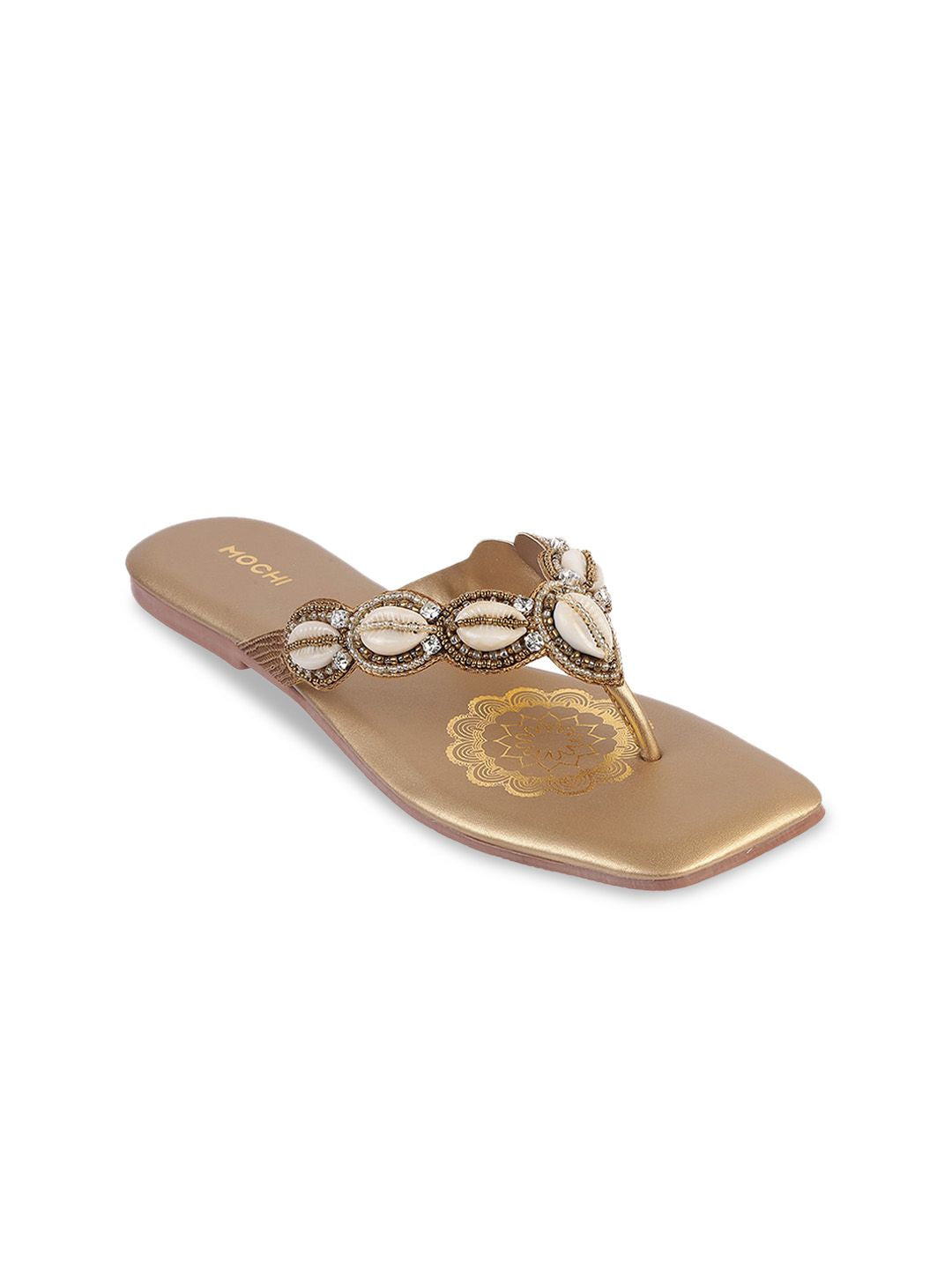Mochi Embellished Open Toe Flats