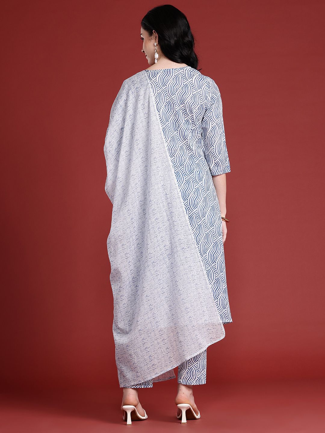 Anouk Printed Pure Cotton Kurta with Trousers & Dupatta