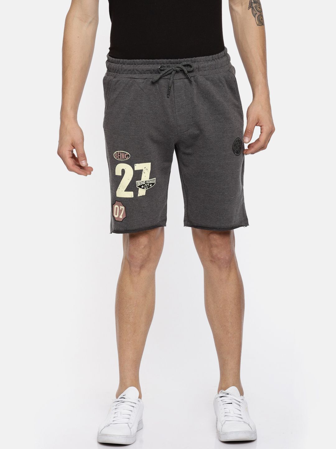Being Human Men Charcoal Grey Shorts