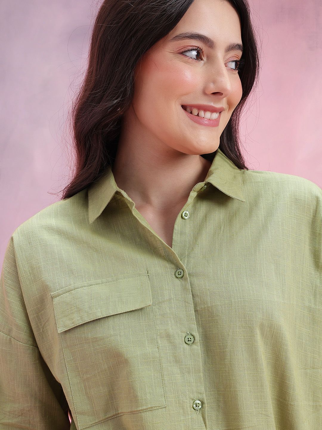 DressBerry Cotton Pocket Detail Casual Shirt With Toggles