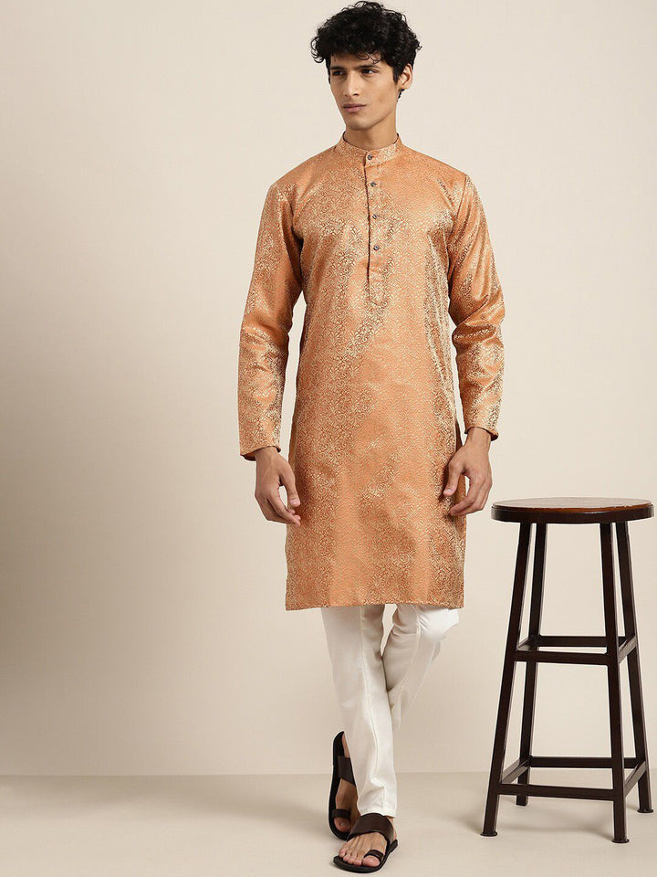 SOJANYA Ethnic Motifs Woven Design Silk Blend Regular Kurta with Churidar & Nehru jacket