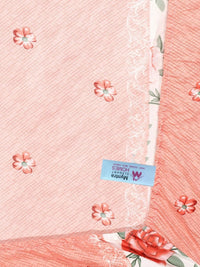 Myntra Elegant Homes White & Peach-Coloured Floral 300 TC Single Bedsheet with 1 Pillow Covers