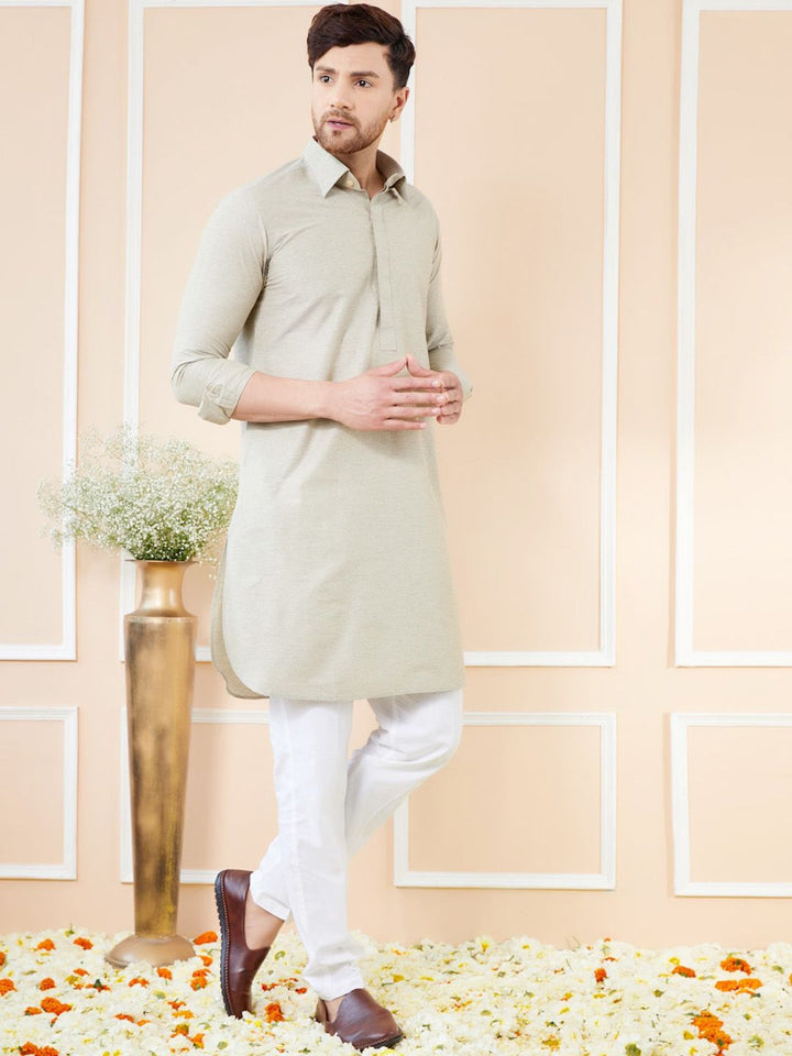 See Designs Regular Long Sleeves Shirt Collar Pure Cotton Kurta with Pyjamas