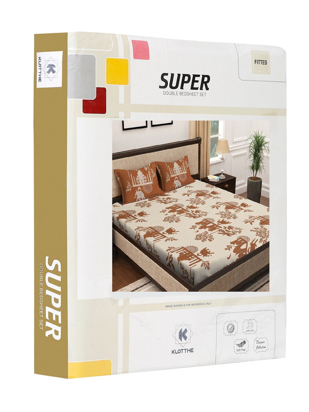 KLOTTHE Beige & Brown Printed 300TC Dilengkapi Cadar King Double & 2 Sarung Bantal