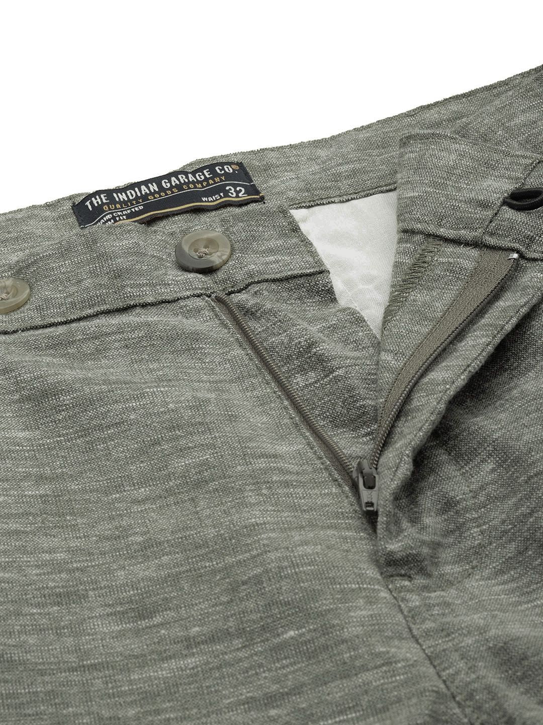The Indian Garage Co Men Textured Slim Fit Chinos Trousers