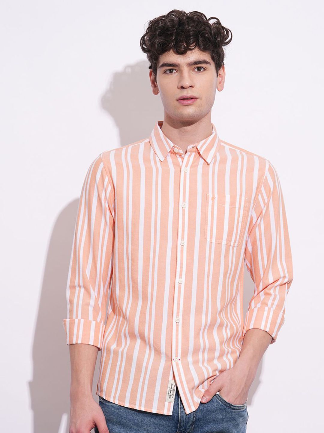 Being Human Men Classic Slim Fit Opaque Striped Casual Shirt