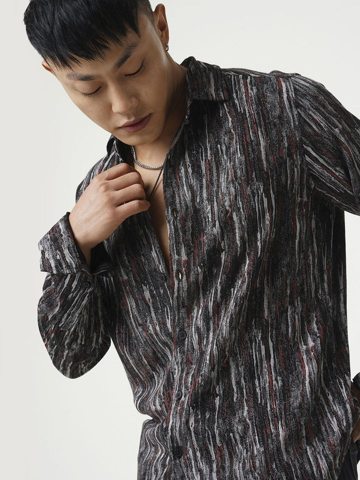 VASTRADO Men Classic Spread Collar Abstract Printed Slim Fit Casual Shirt