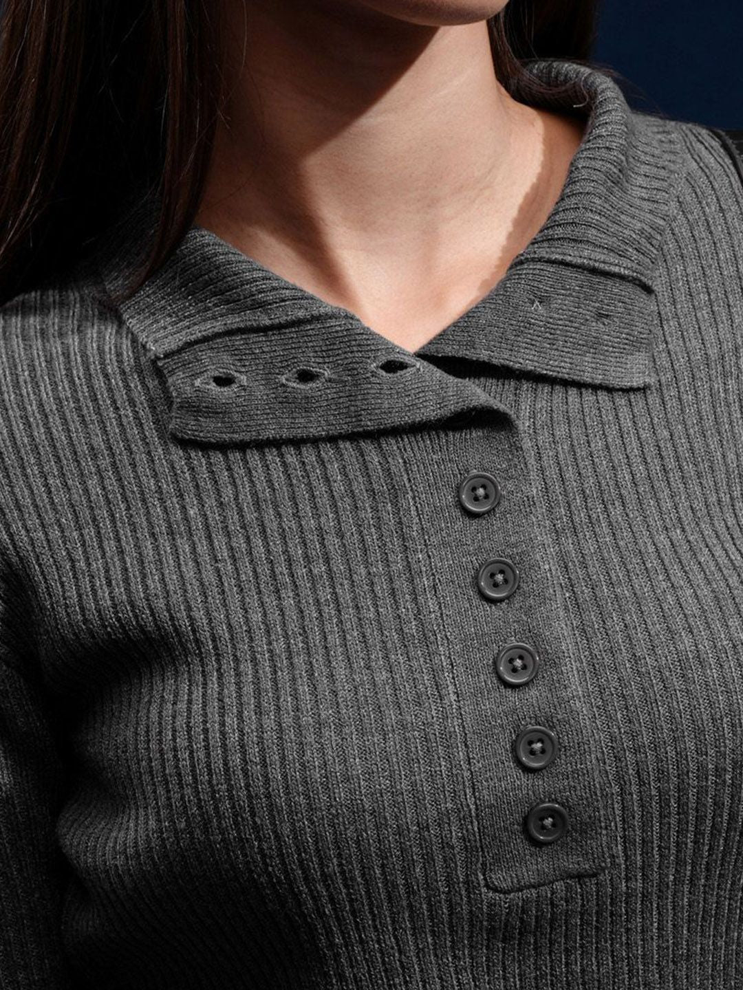 Basics By Tokyo Talkies Women Ribbed Pullover