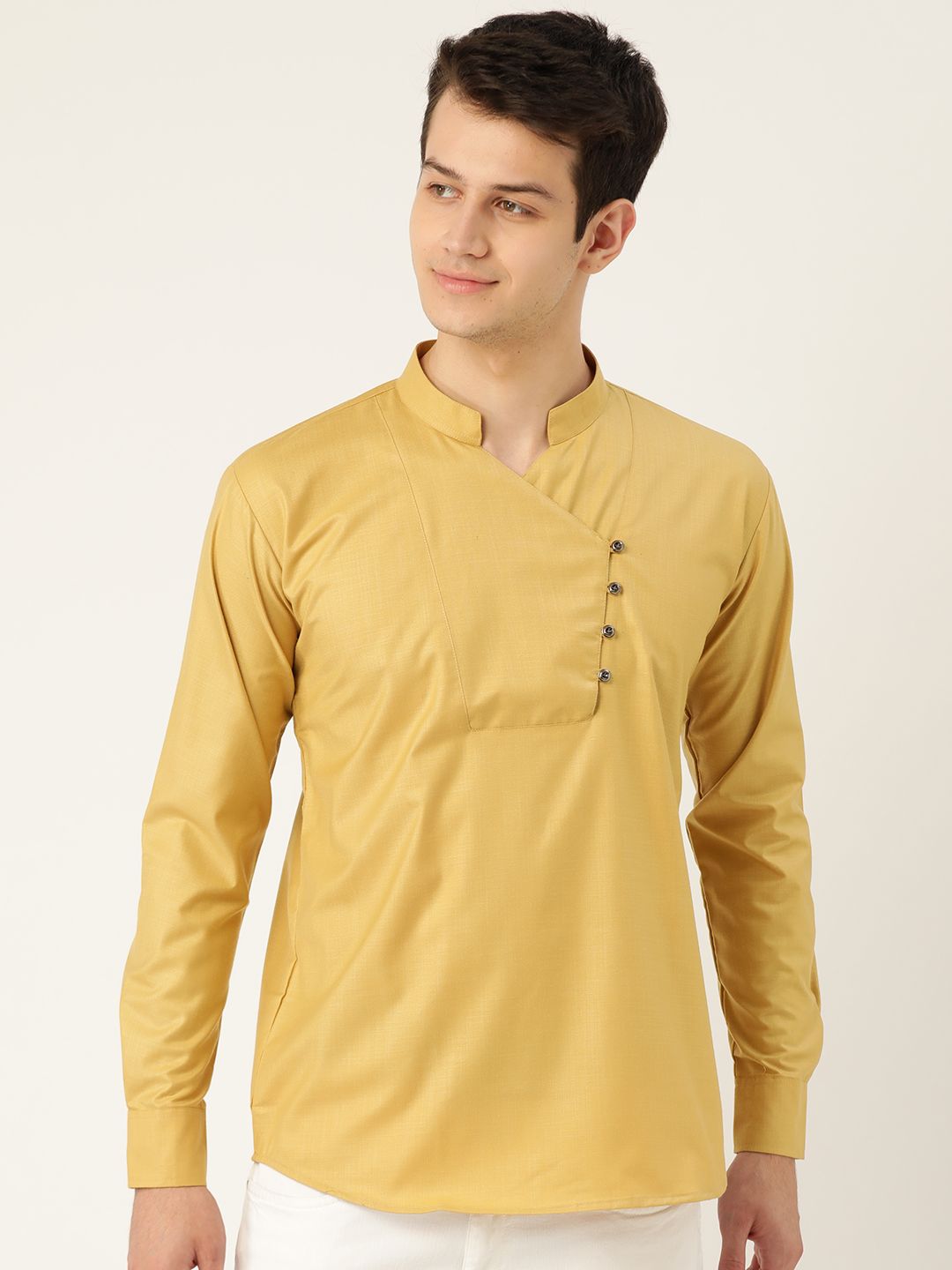 SOJANYA Men Beige Solid Straight Kurta