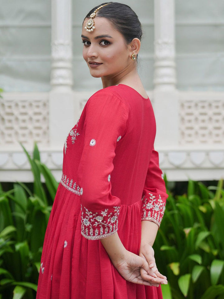 Indo Era Women Ethnic Motifs Embroidered Empire Kurta with Trousers