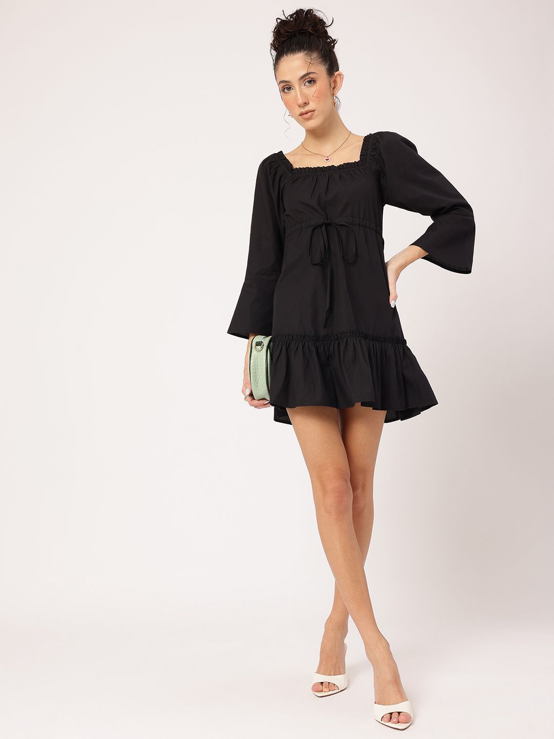 DressBerry City Slicker Tie-Up Waist A-Line Mini Dress
