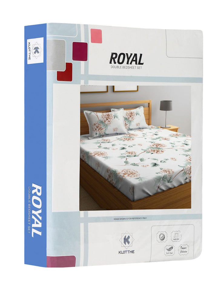 KLOTTHE Floral Printed 300 TC King Bedsheet with 2 Pillow Covers