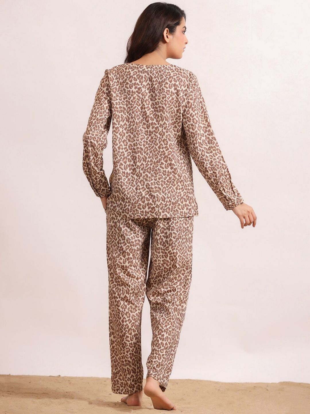 SANSKRUTIHOMES Beige Printed Night Suit