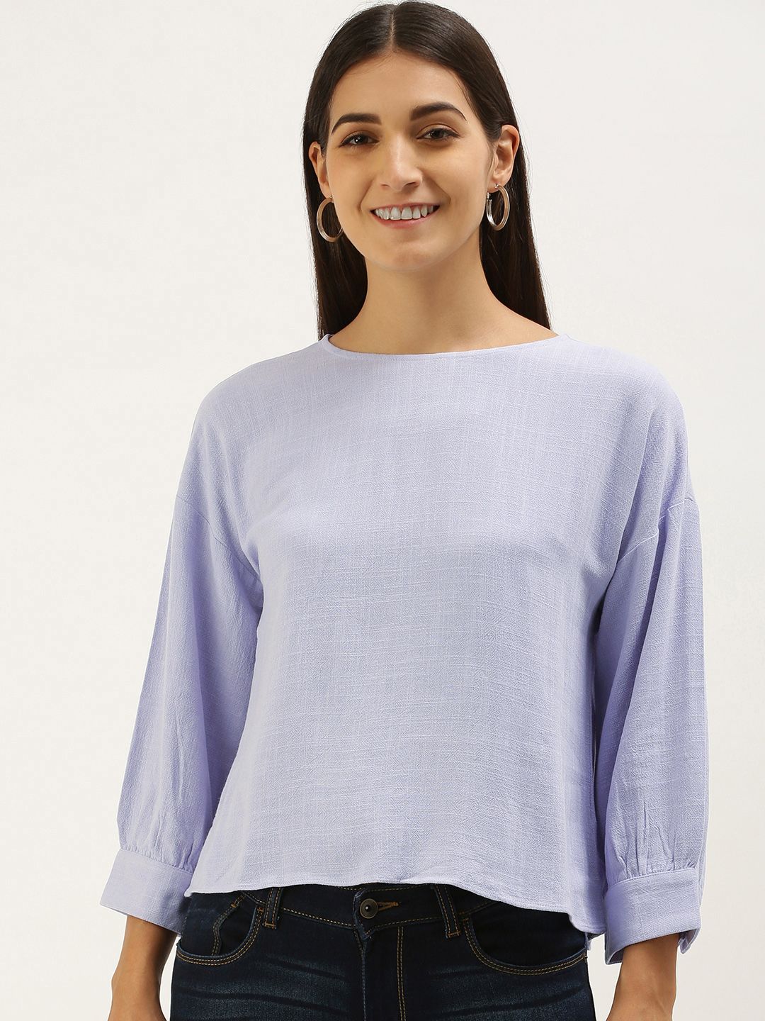AND Women Lavender Self-Design Regular Top