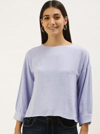 AND Women Lavender Self-Design Regular Top