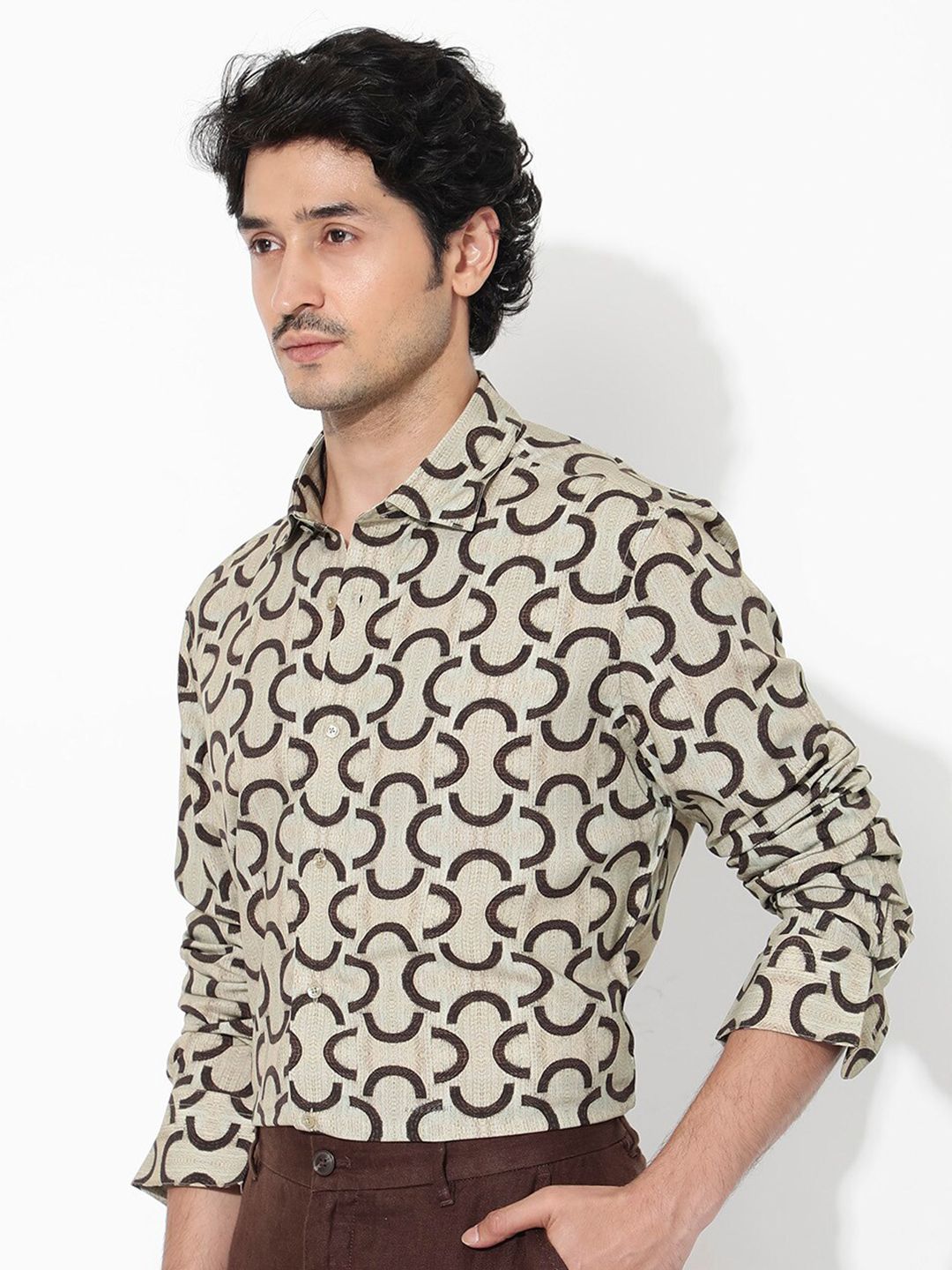 RARE RABBIT Men Cason Regular Fit Abstract Printed Opaque Shirt