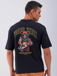 The Indian Garage Co Men Back Printed Boxy Oversized Round Neck T-shirt