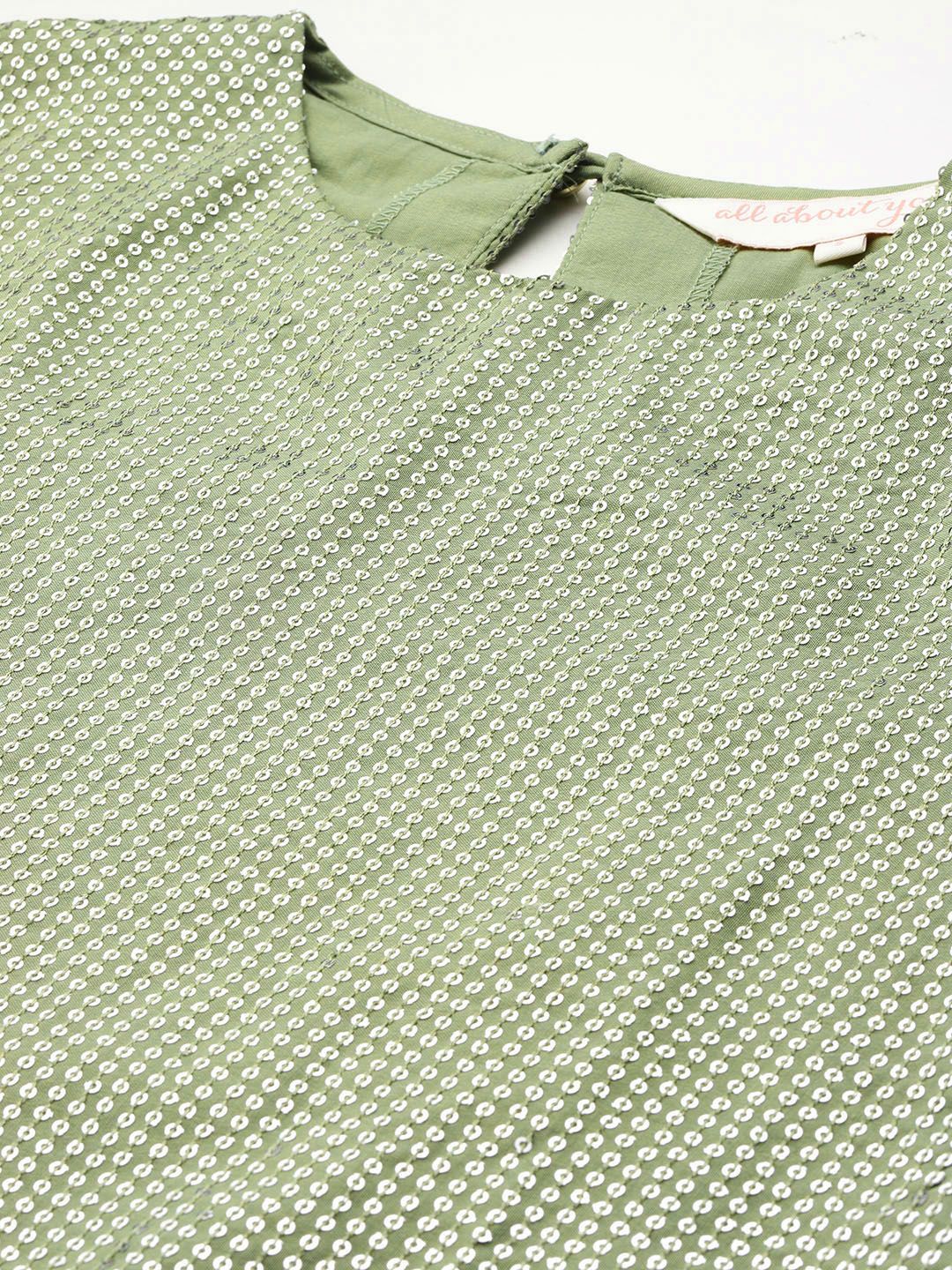 all about you Sequinned Detail Kurta with Trousers & Dupatta
