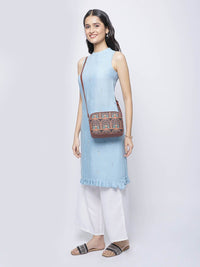 ZOUK Brown Peacock Structured Sling Bag