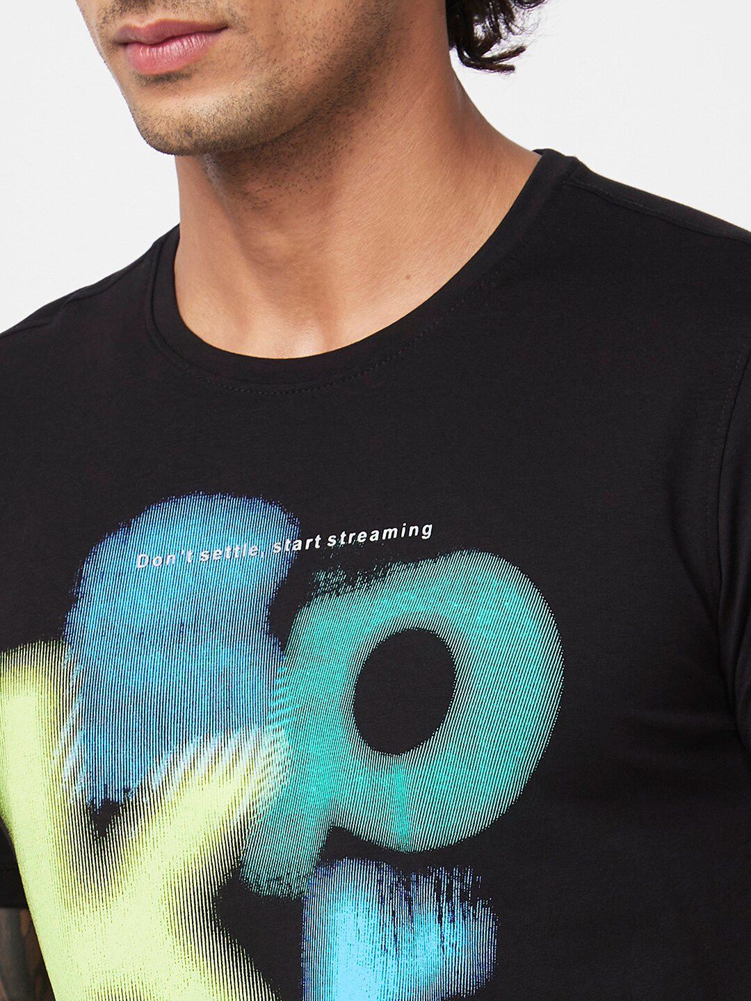SPYKAR Graphic Printed Slim Fit Cotton T-shirt