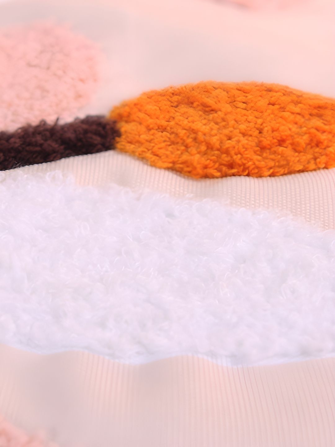 STITCHNEST Peach & White Embroidered Rectangle Cushion Cover