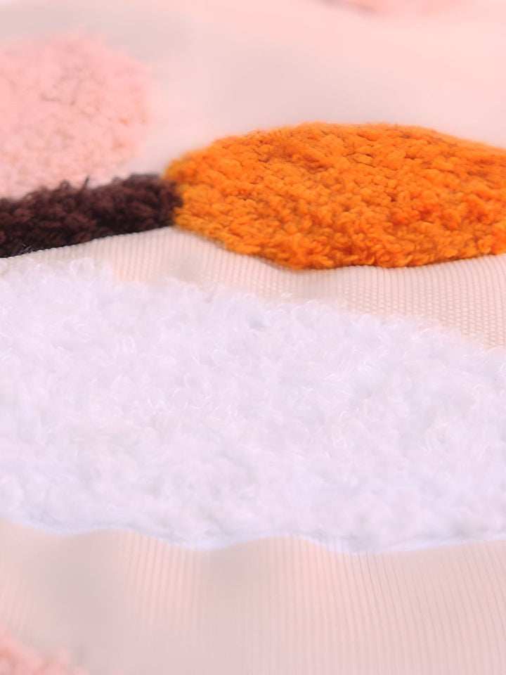 STITCHNEST Peach & White Embroidered Rectangle Cushion Cover