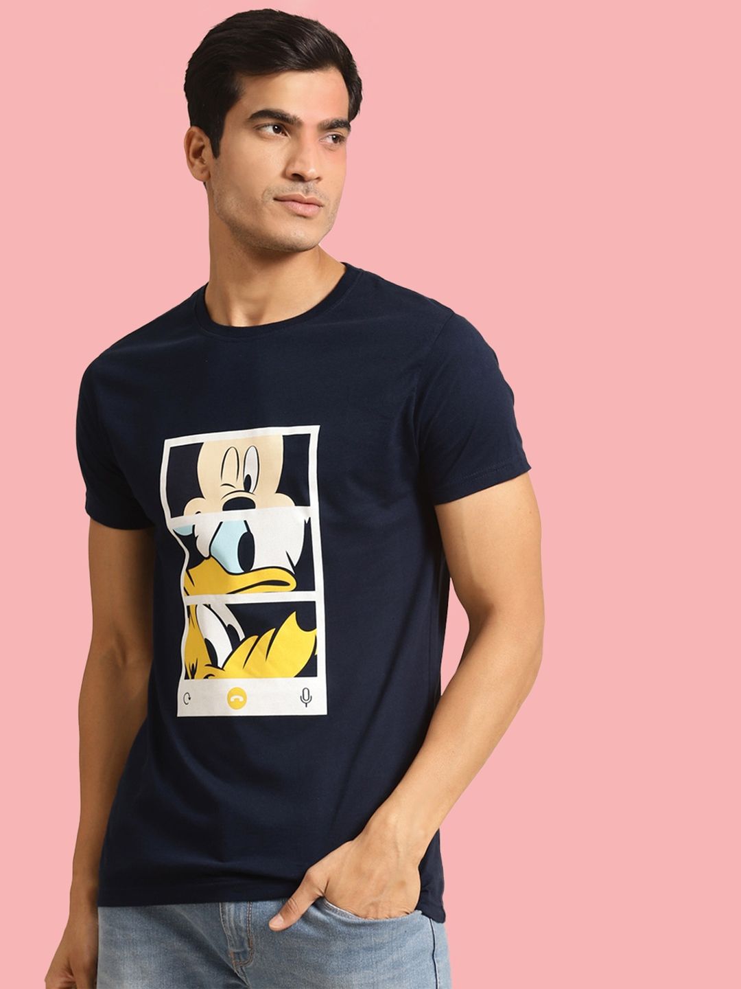 Bewakoof Disney Mickey Trio Call Half Sleeve T-Shirt