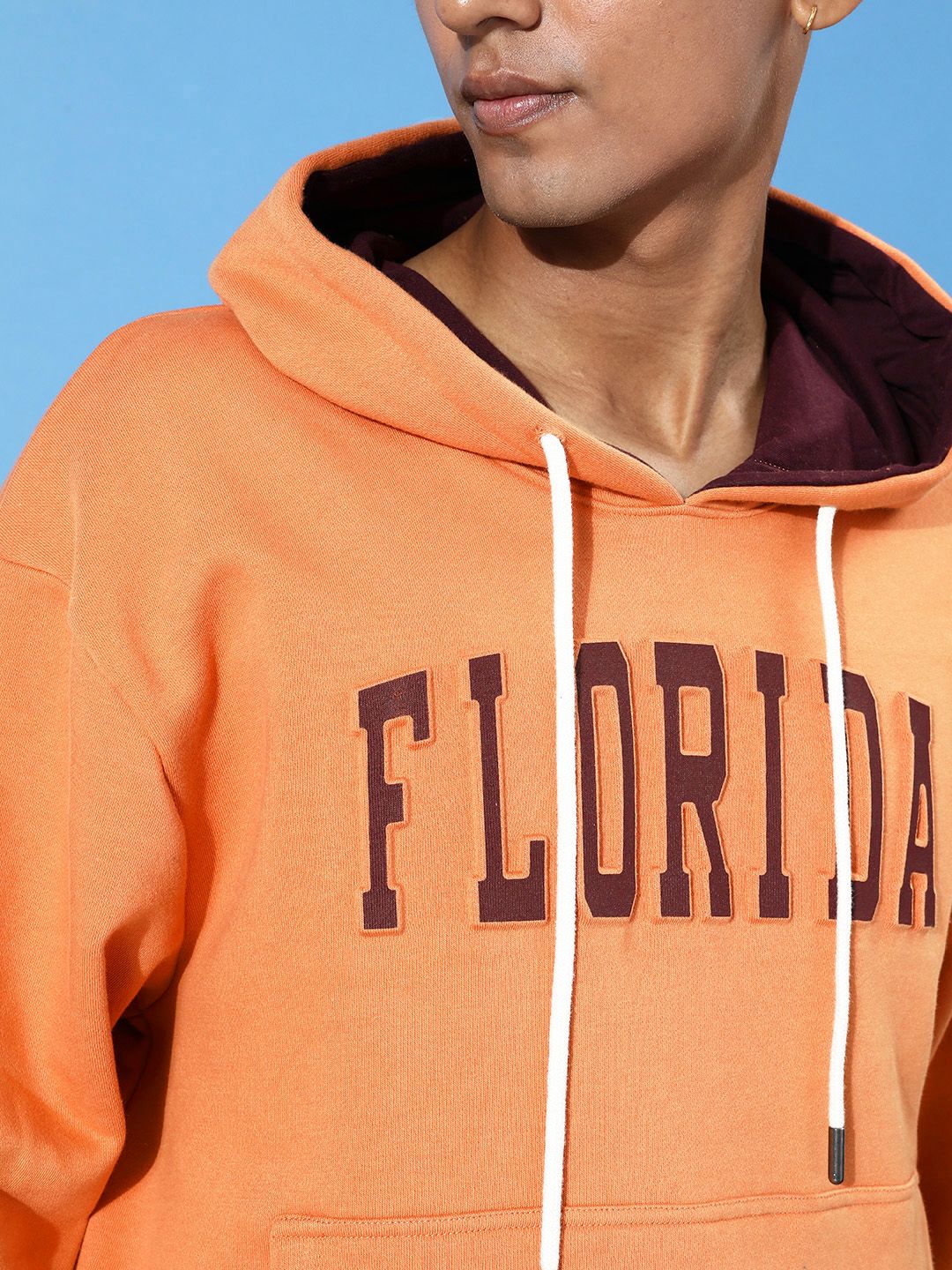 DILLINGER Men Typographic Oversized Hooded Fleece Sweatshirt
