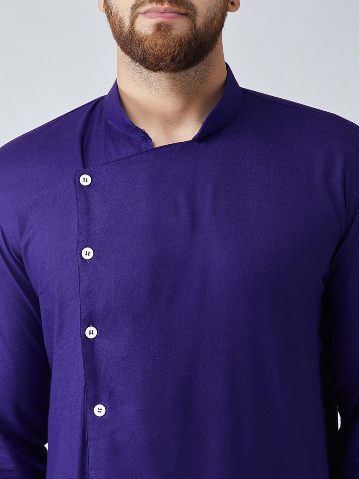SOJANYA Lelaki Navy Blue Solid Kurta Lurus