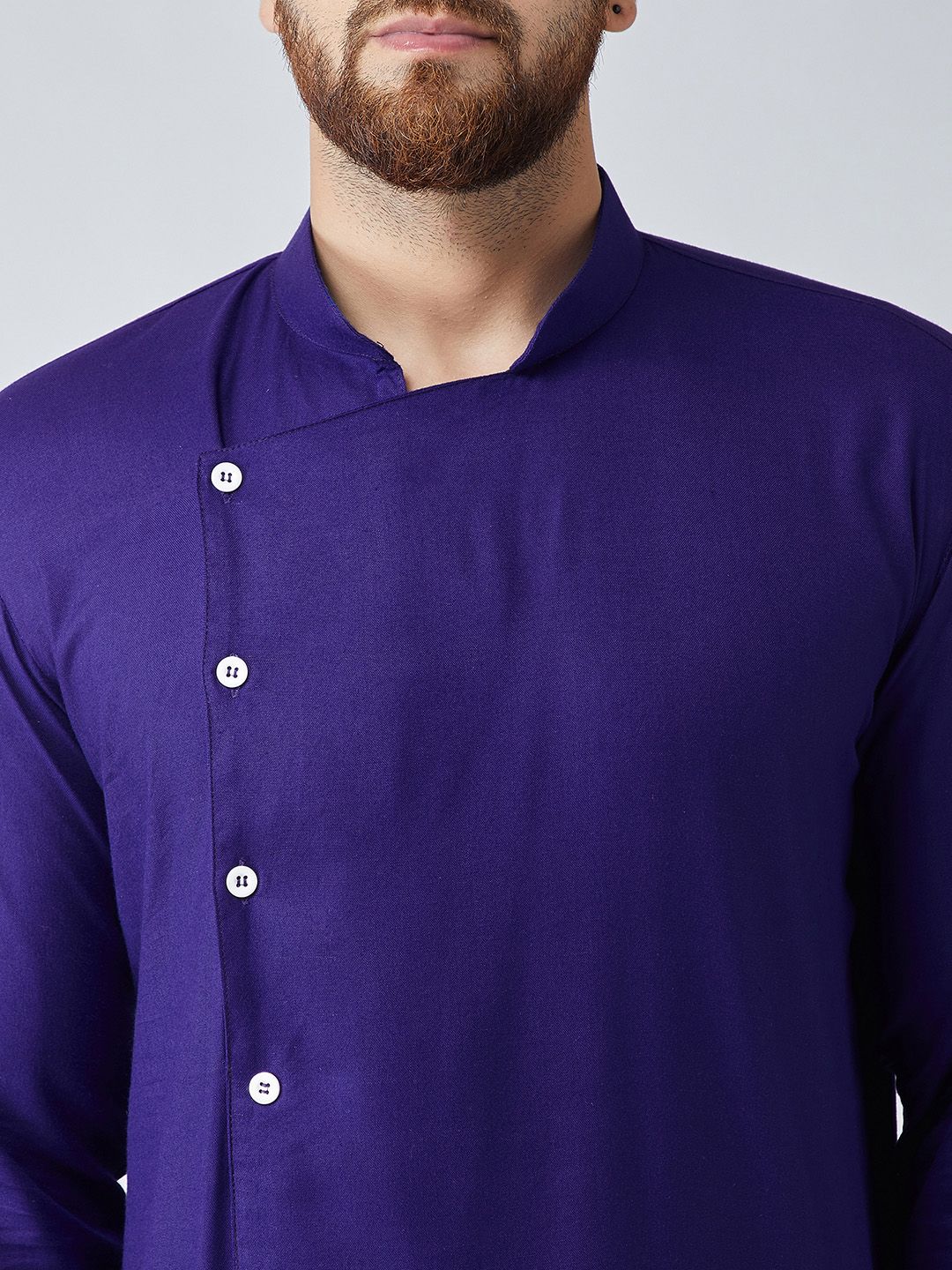 SOJANYA Lelaki Navy Blue Solid Kurta Lurus