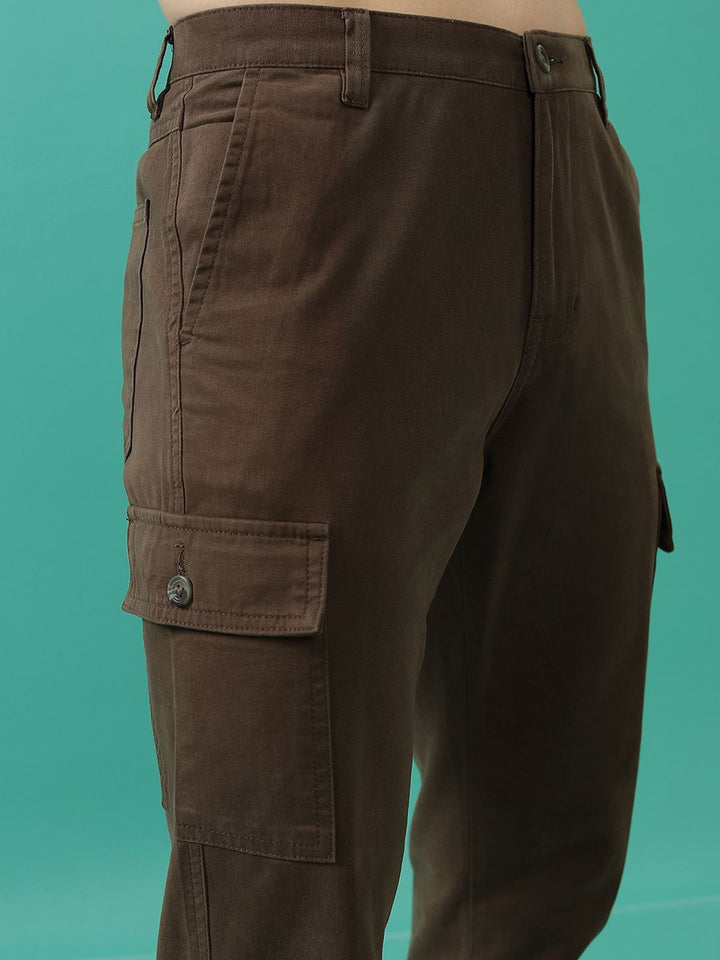 Lelaki Highlander Tapered Fit Plain Mid-Rise Cotton Cargos