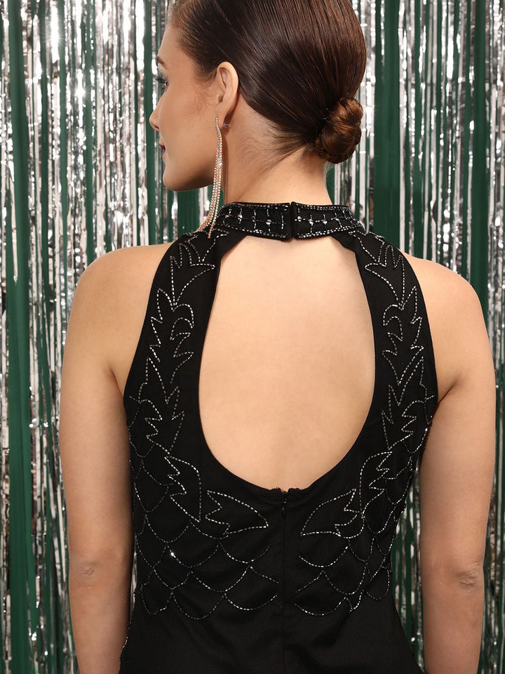 STREET 9 Halter Neck Net Sheath Dress