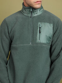 HIGHLANDER Green Mock Collar Pullover Sweatshirt
