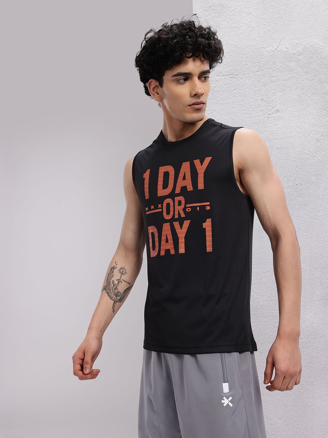 HRX by Hrithik Roshan Brand Logo Printed Rapid-Dry Training T-shirt