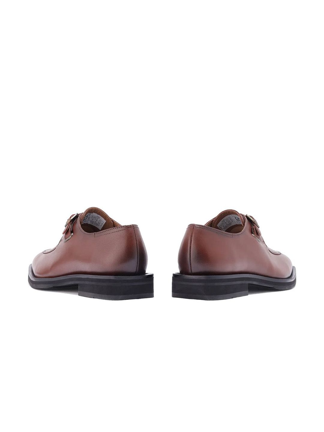 RARE RABBIT Men Round Toe Leather Formal Monk Shoes