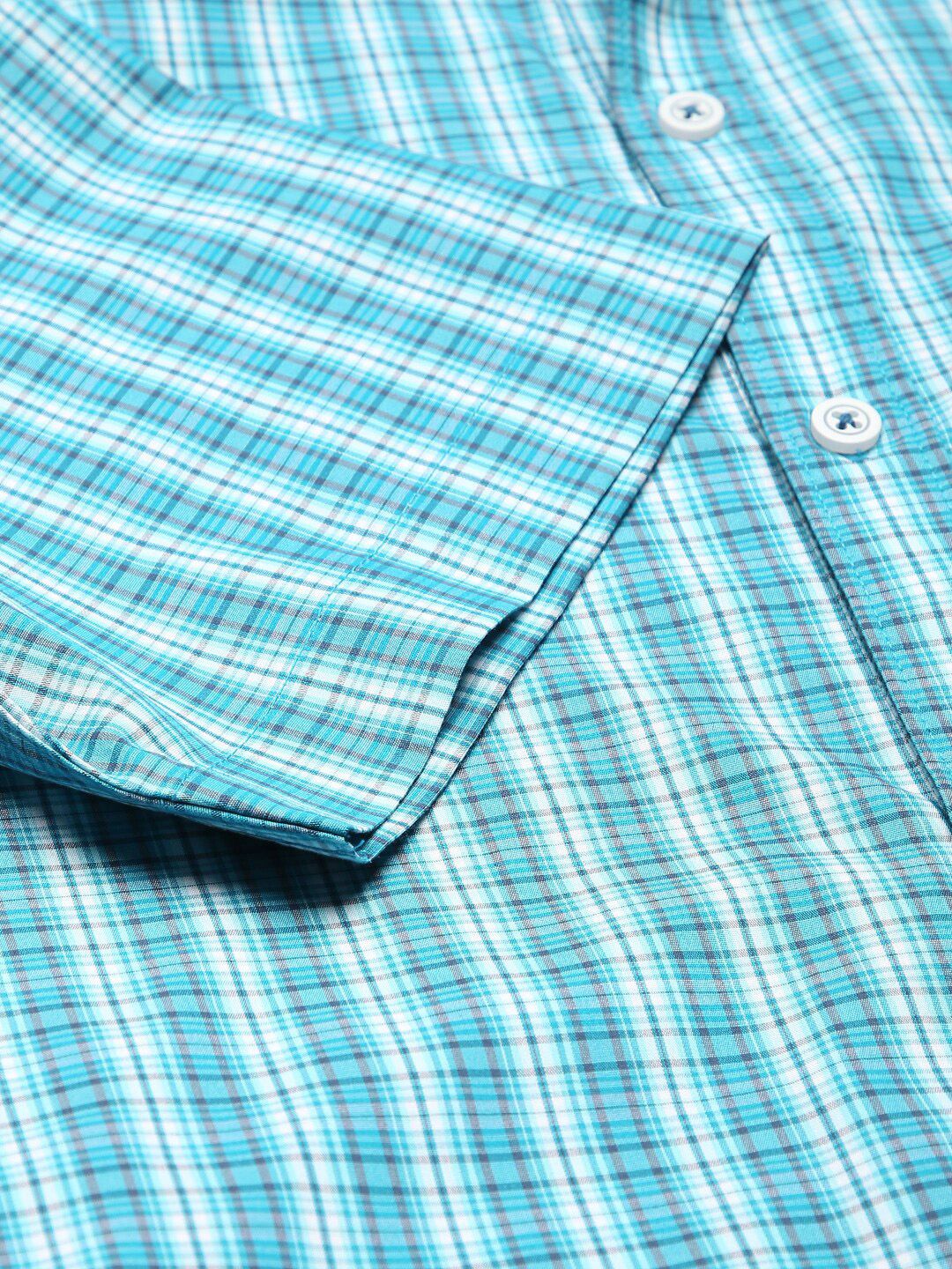 Thomas Scott Men Blue & White Relaxed Gingham Checks Checked Pure Cotton Casual  Shirt