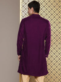 House of Pataudi Embellished Sequinned Velvet Finish Jashn Kurta