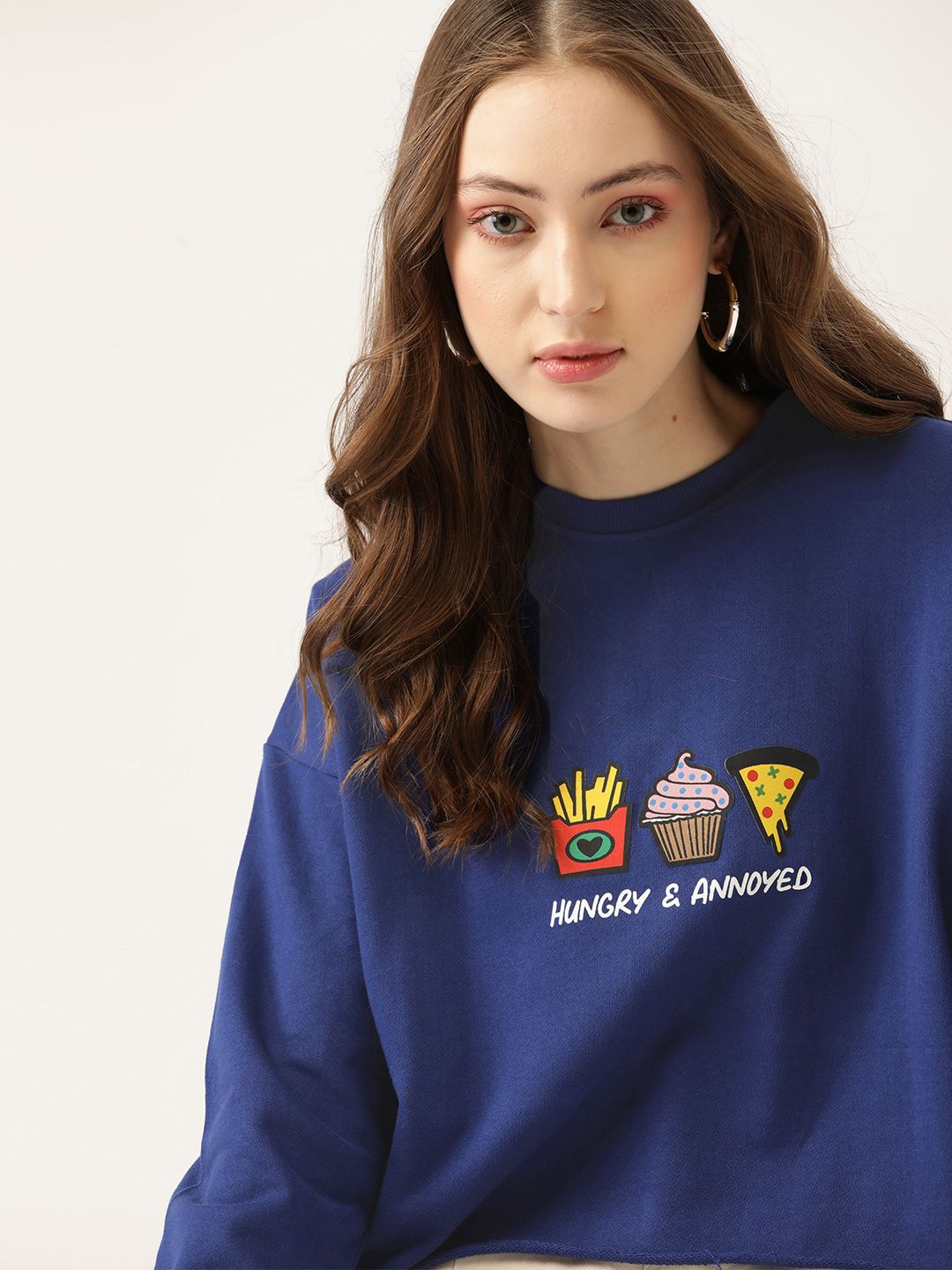 DressBerry Women Blue Printed Sweatshirt