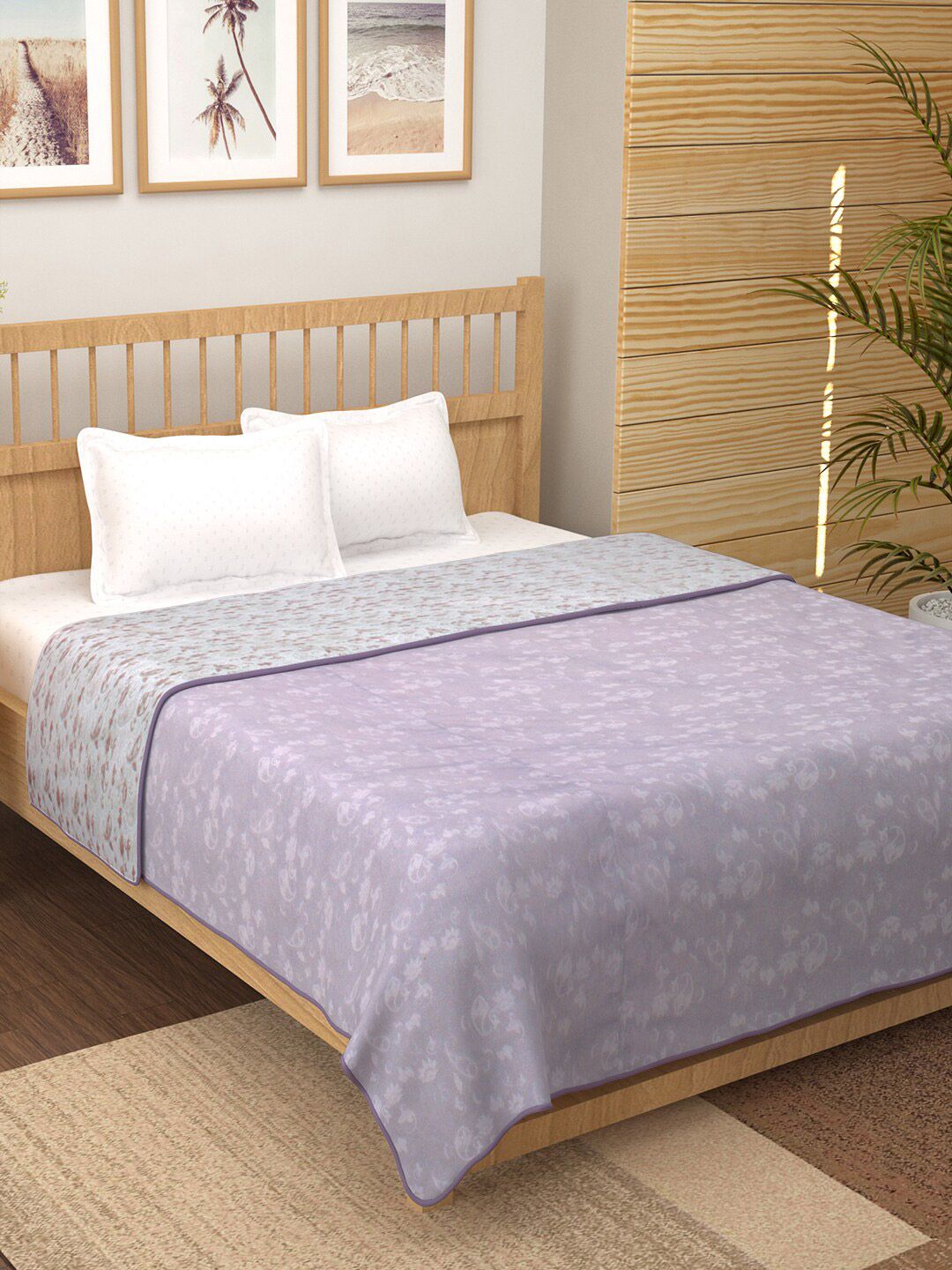 Story@home Purple Printed AC Room 150 GSM Reversible Cotton Double Bed Dohar
