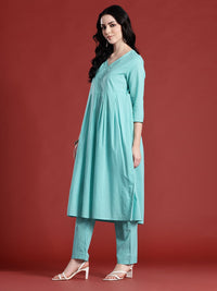 Anouk Floral Empire Pure Cotton Kurta with Trousers & Dupatta
