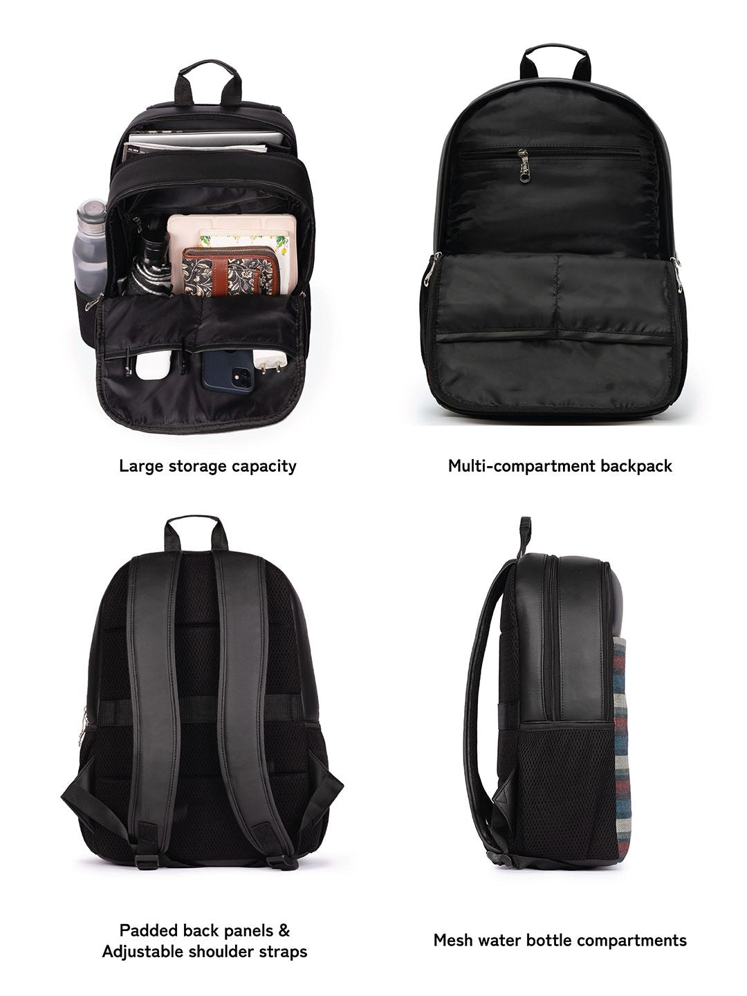ZOUK Mysore Mosaic Striped Backpack with Compression Straps - 16 L