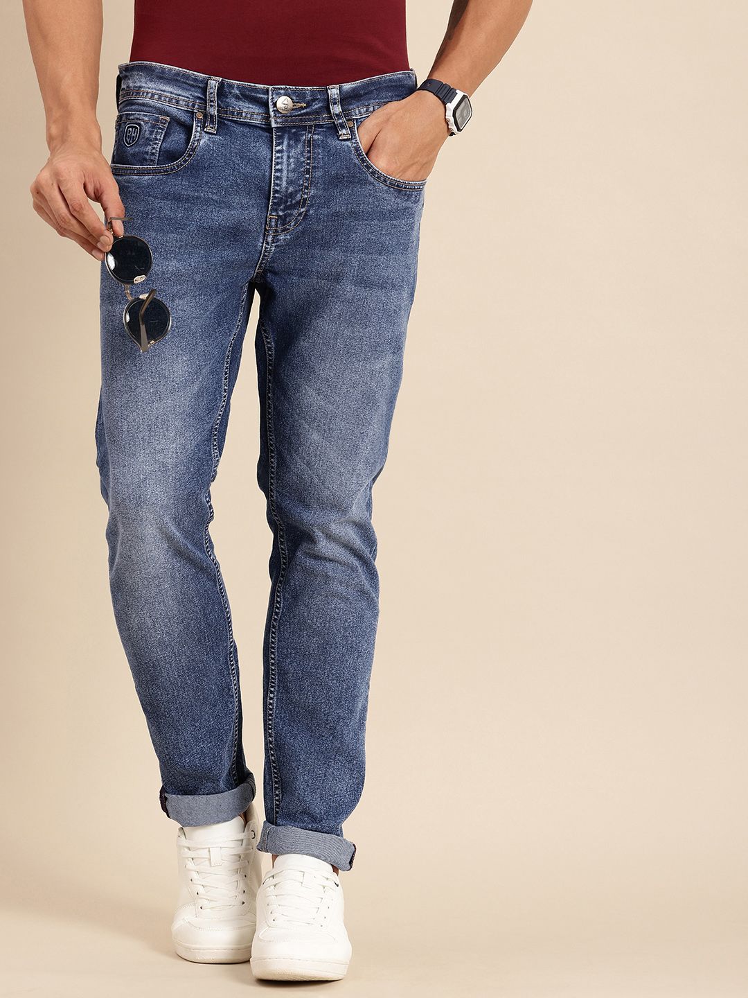Being Human Men Slim Fit Heavy Fade Stretchable Jeans