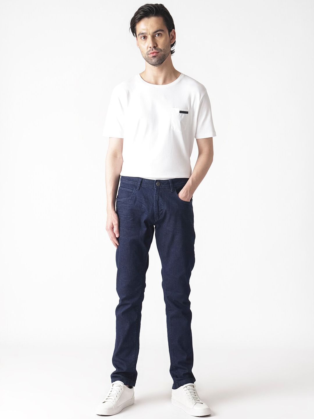 RARE RABBIT Men Night Slim Fit Mid-Rise Cotton Jeans