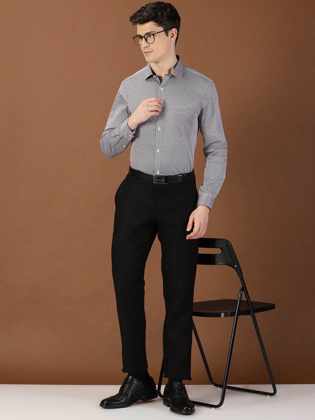 Thomas Scott Classic Slim Fit Micro Ditsy Printed Cotton Formal Shirt