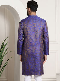 SOJANYA Ethnic Motifs Woven Design Band Collar Straight Kurta