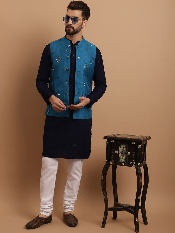 SOJANYA Embroidered Pure Cotton Kurta with Churidar