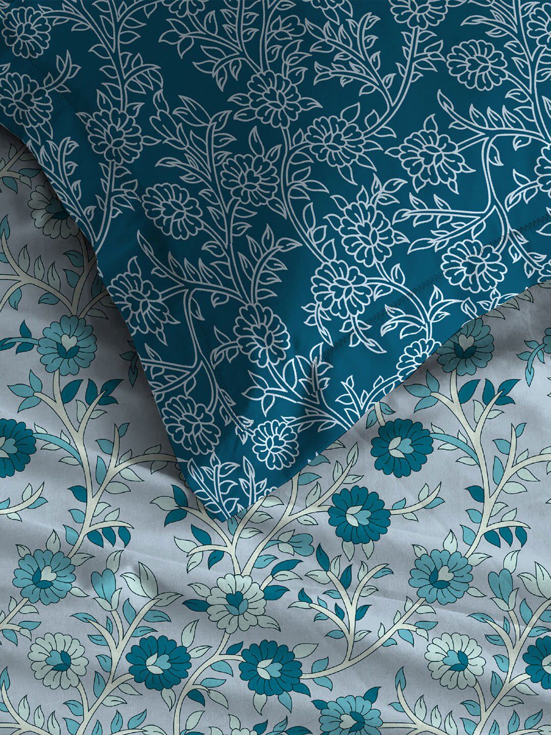 TRIDENT Desert Gardern Blue Urban Comfort Flat 144TC Queen Cotton Bedsheet Set