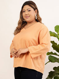 CURVY STREET V-Neck Flared Sleeves Top