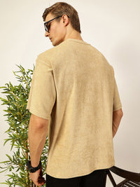 Thomas Scott Men's Solid Round Neck Oversized Casual T-shirt