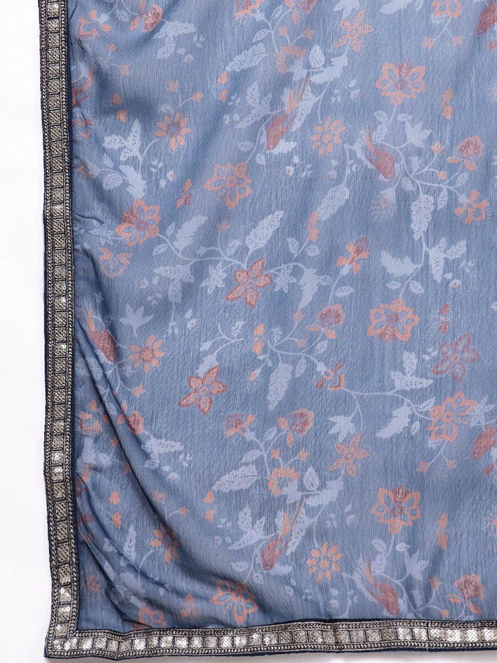 House of Pataudi Floral Printed Sequinned Jashn Kurta with Churidar & With Dupatta